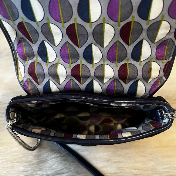 VERA BRADLEY Classic Navy Microfiber Chain Strap Crossbody Mini Shoulder Bag - Picture 11 of 12